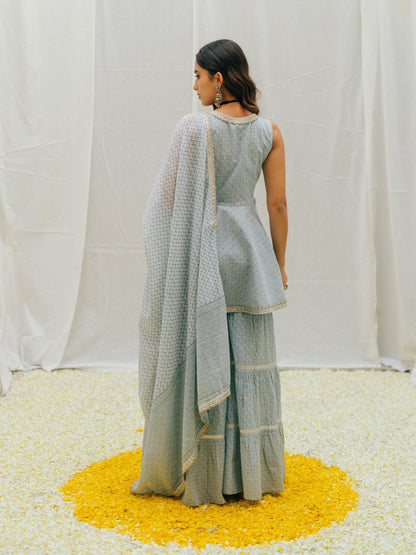 Women's Printed Peplum Sharara Set