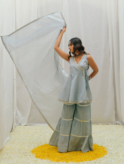 Women's Printed Peplum Sharara Set