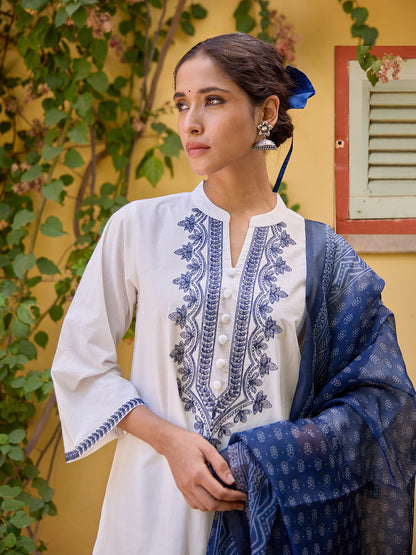 Women's Cotton Printed Kurta Set with Dupatta