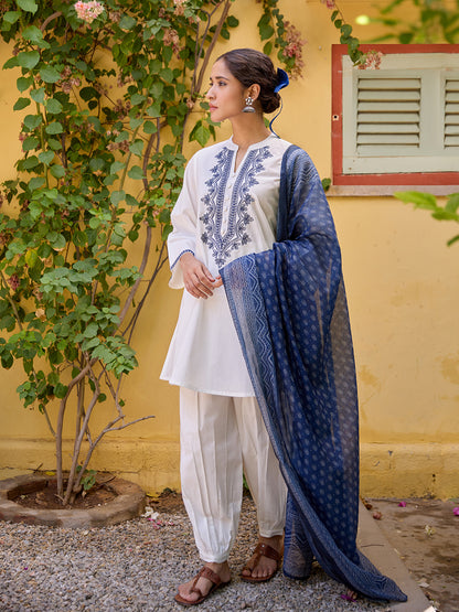 Women's Cotton Printed Kurta Set with Dupatta