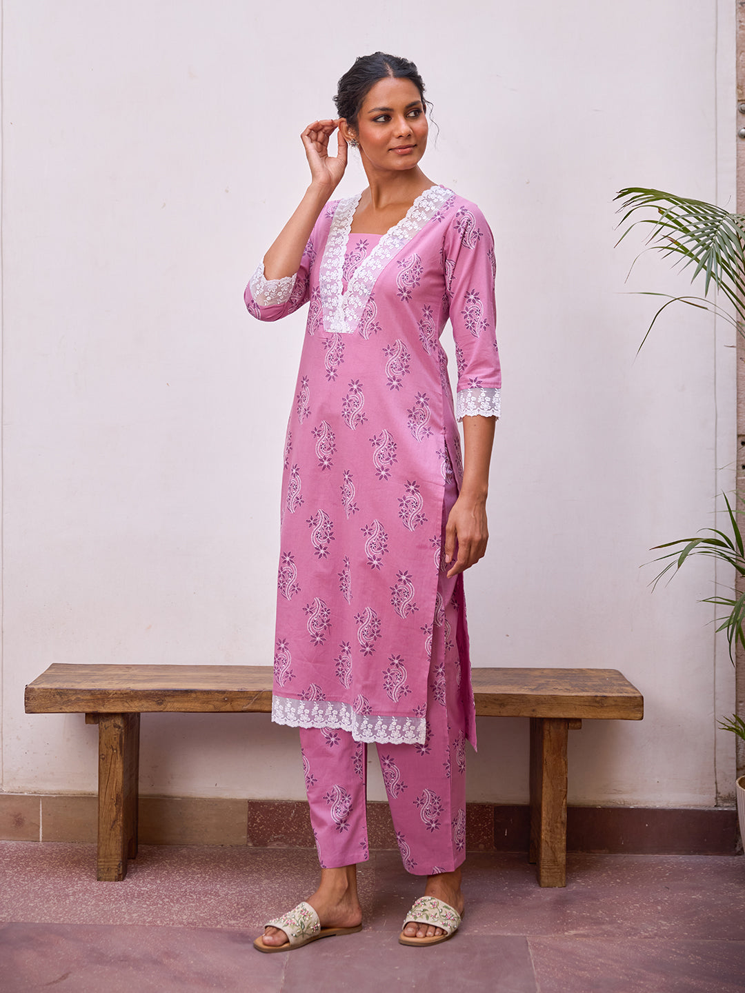 Women's  Cotton Straight Kurta Set