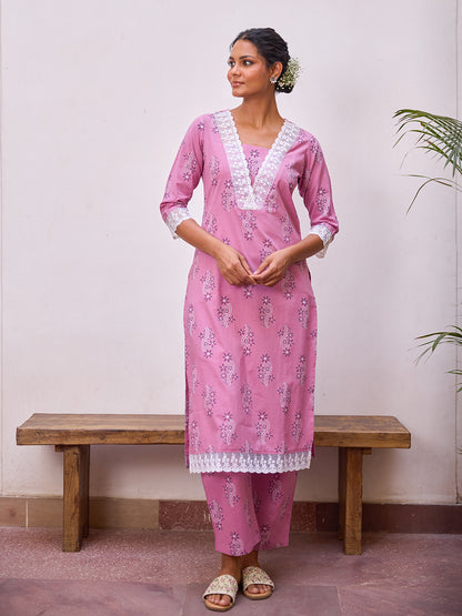 Women's  Cotton Straight Kurta Set