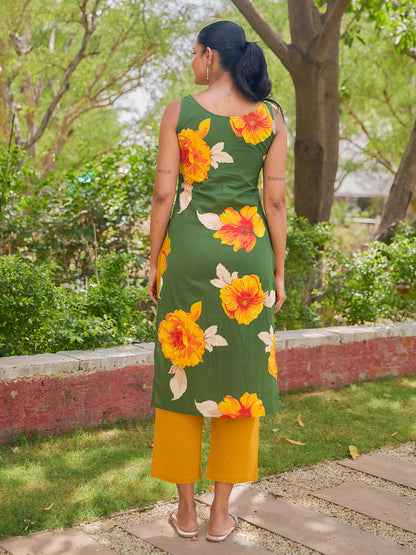 Women's floral Sleeveless Kurta Set