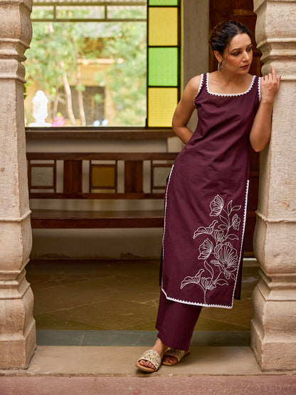 Women's Cotton Embroidered Kurta Set
