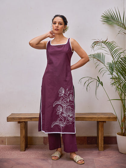Women's Cotton Embroidered Kurta Set