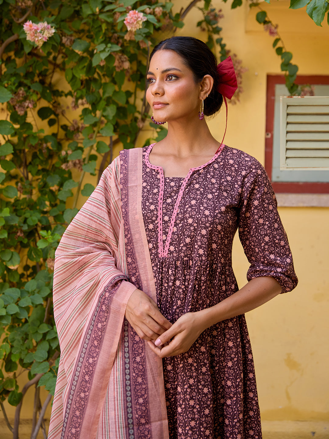 Women's Printed Cotton Suit Set with Dupatta