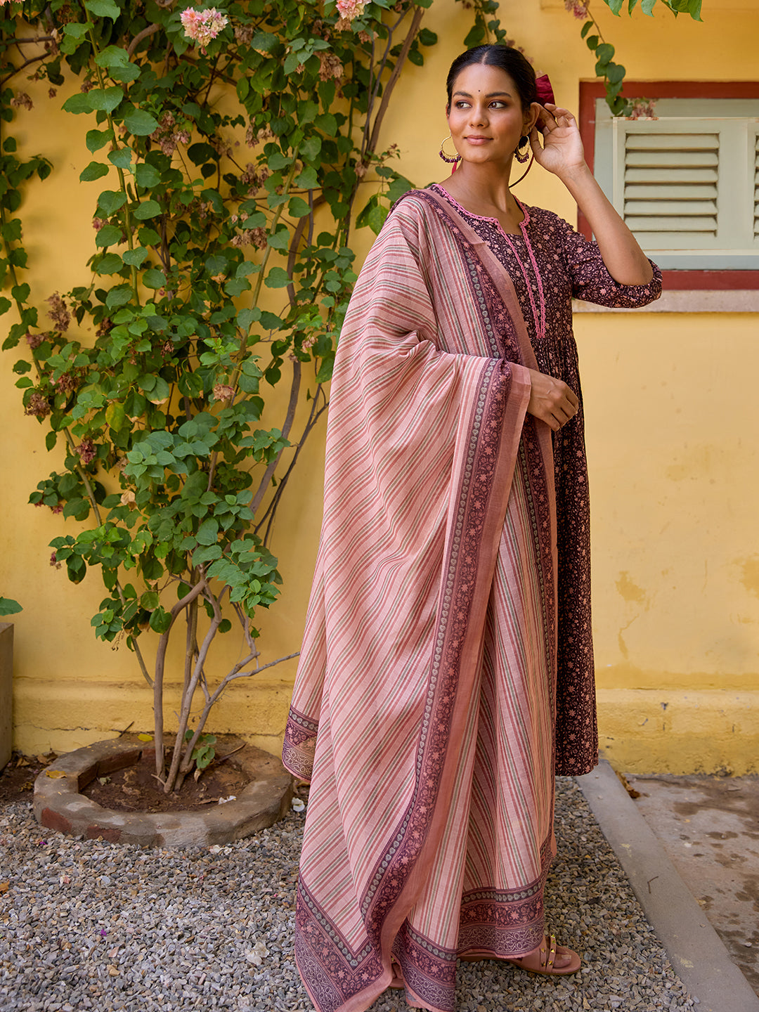 Women's Printed Cotton Suit Set with Dupatta