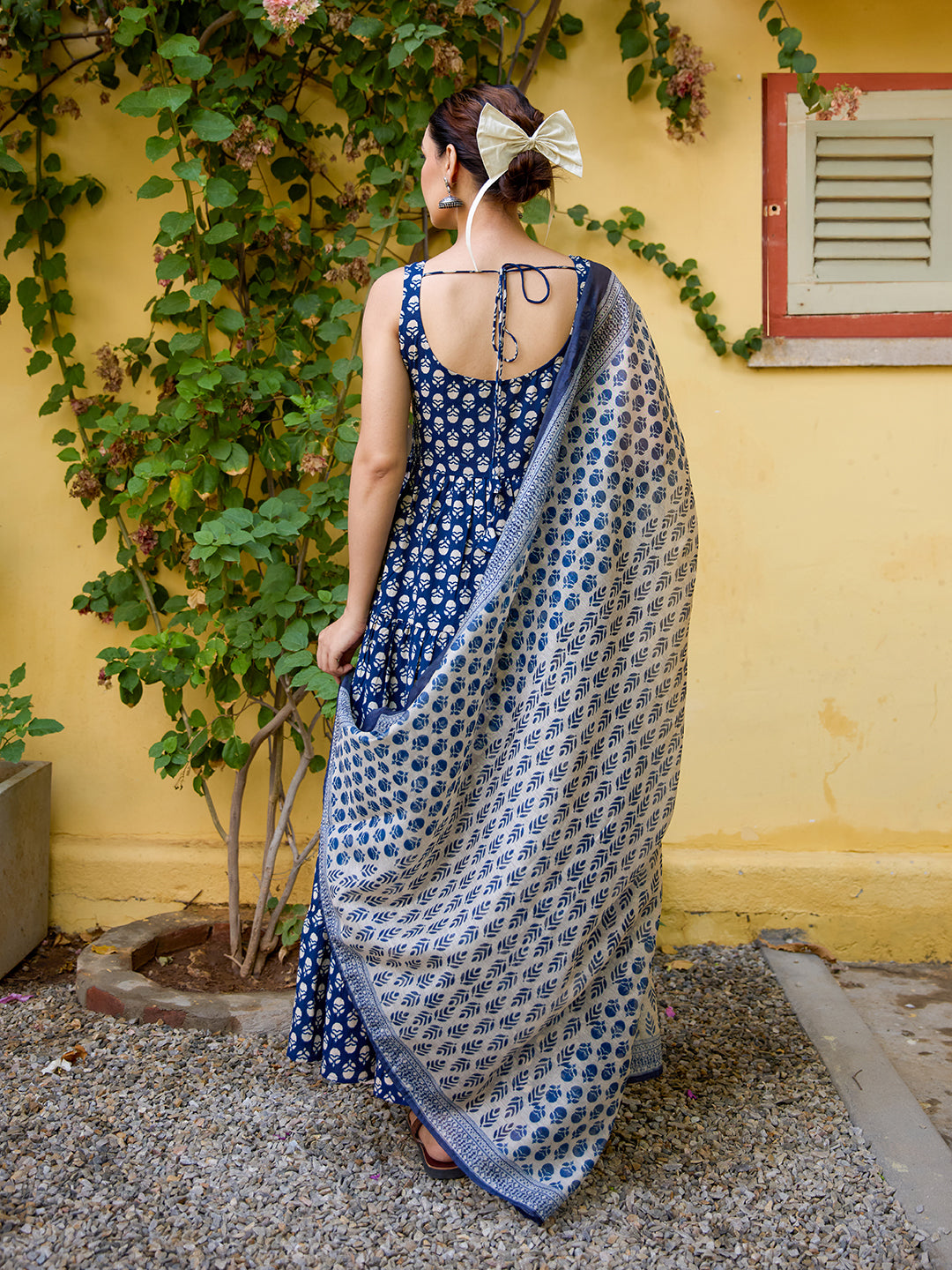 Women's Cotton Sleeveless Anarkali Set with Dupatta