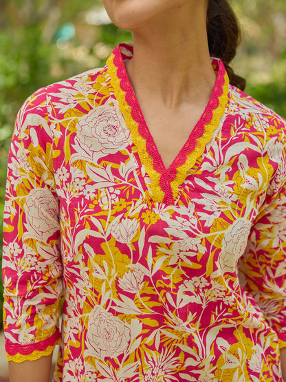 Women's Printed Cotton Kurta Set