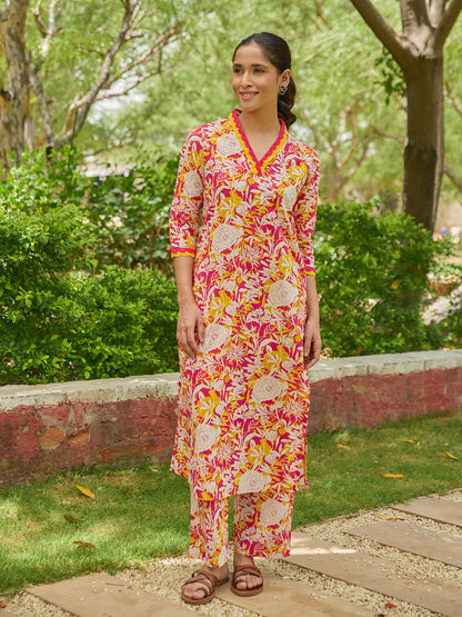 Women's Printed Cotton Kurta Set