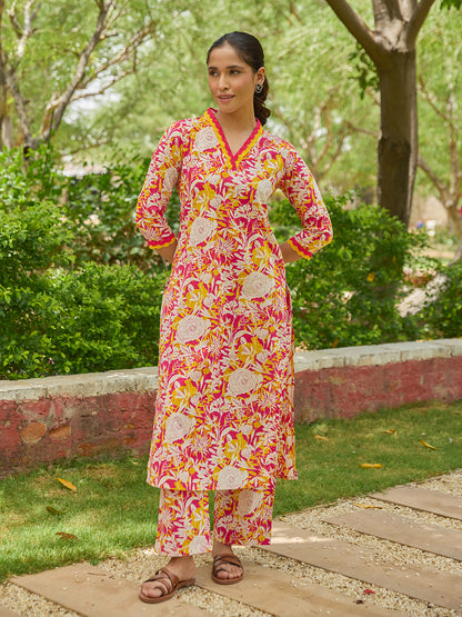 Women's Printed Cotton Kurta Set