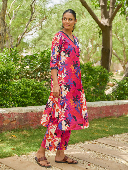 Women's Printed Cotton Kurta Set