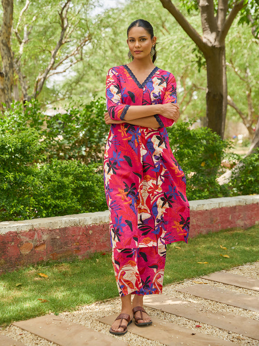 Women's Printed Cotton Kurta Set