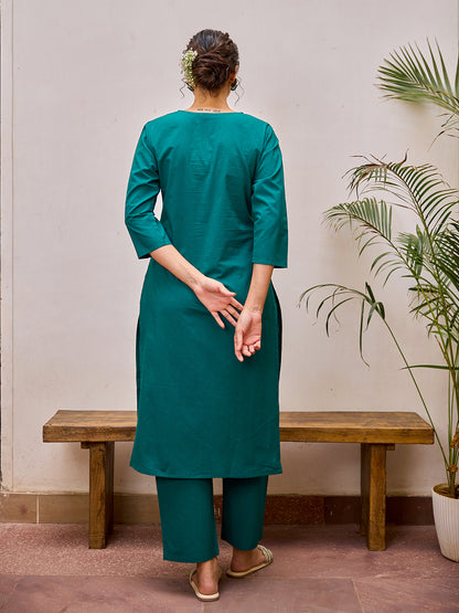 Women's Cotton Embroidered Kurta Set