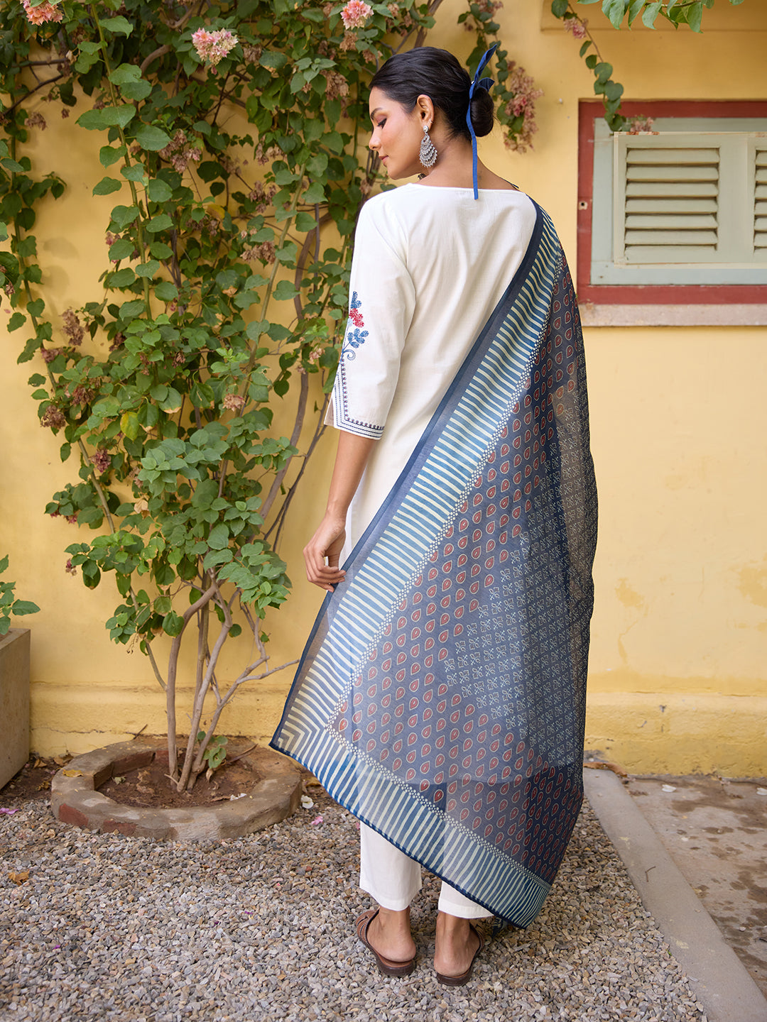 Women's Embroidered Straight Kurta Set with Dupatta