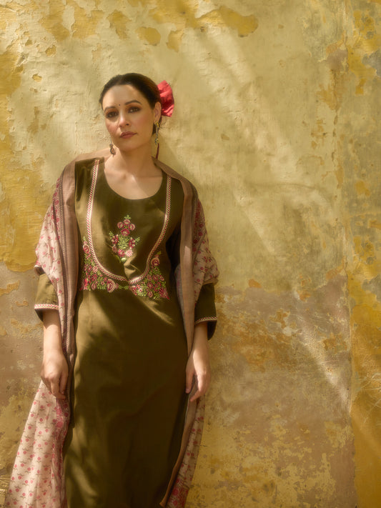 Women's Cotton Embroidered Kurta Set with Dupatta