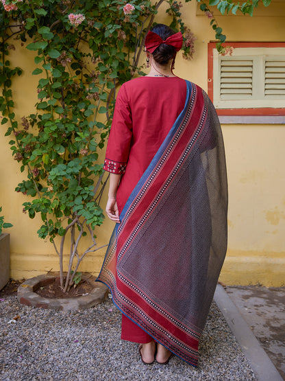 Women's Cotton Embroidered Kurta Set with Dupatta