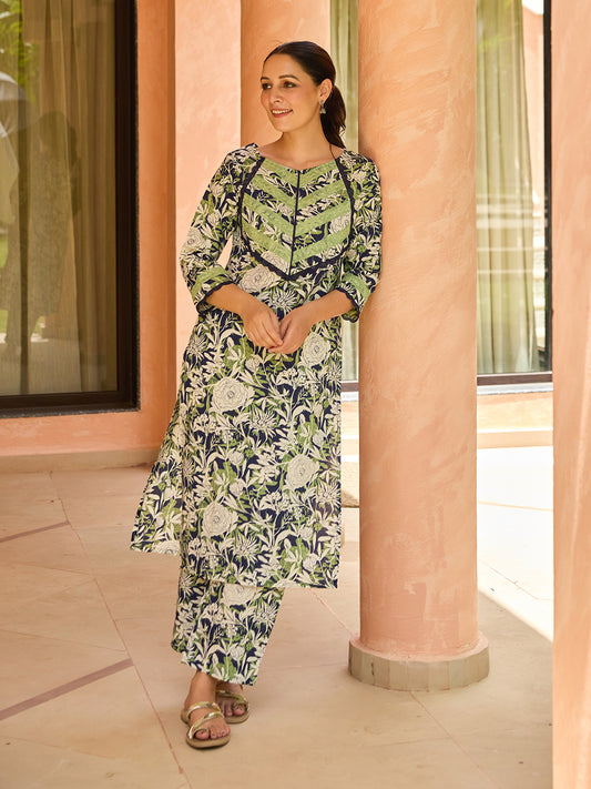 Women's Printed Cotton Kurta Set