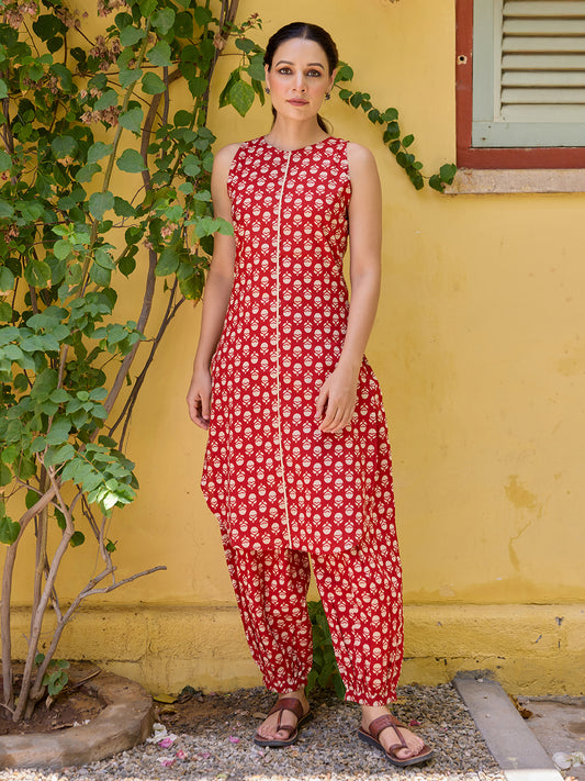 Women's Straight Kurta With Dhoti Pants