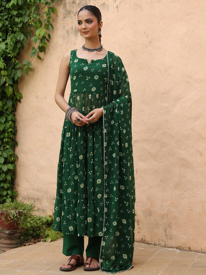 Women's Georgette Bandhni Anarkali Set