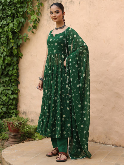 Women's Georgette Bandhni Anarkali Set