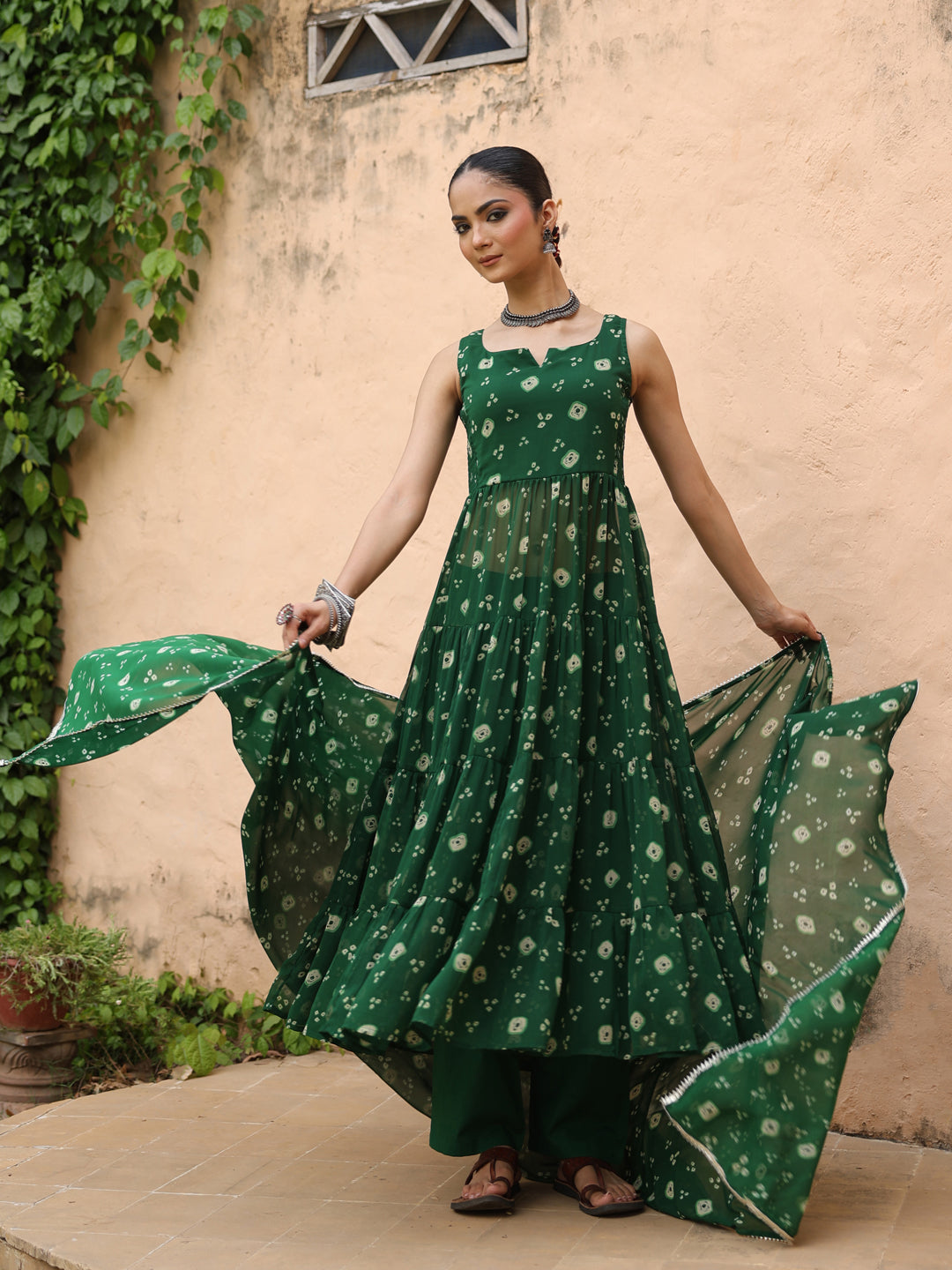 Women's Georgette Bandhni Anarkali Set