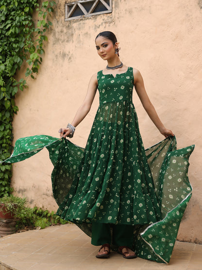 Women's Georgette Bandhni Anarkali Set