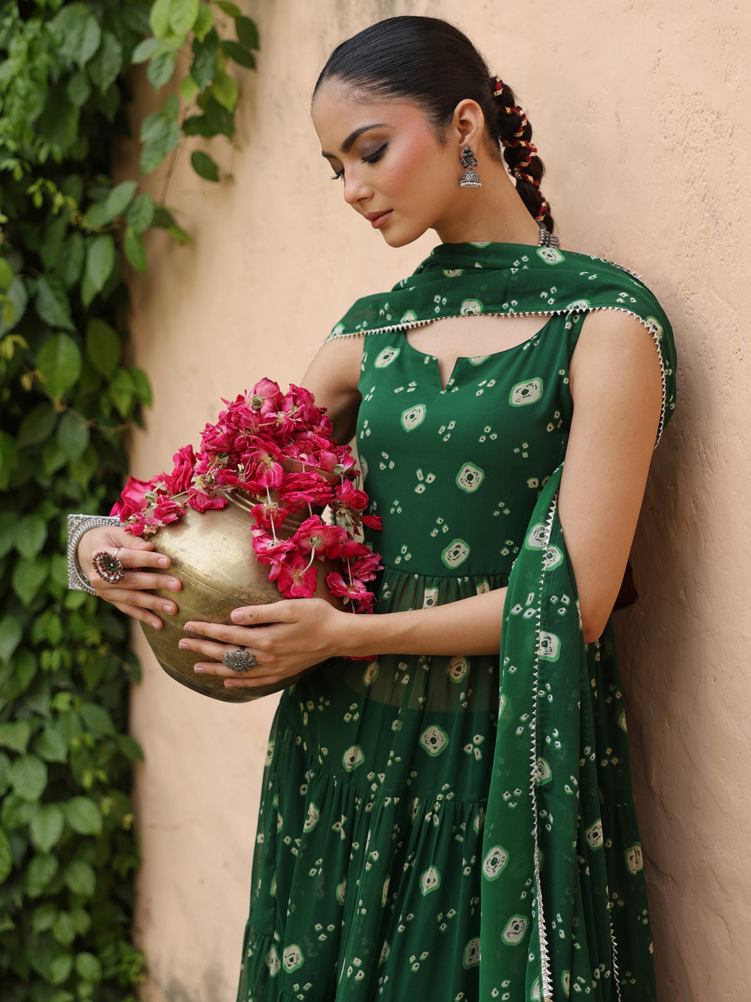 Women's Georgette Bandhni Anarkali Set