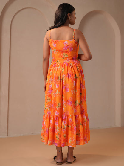 Women's Orange Maternity Dress
