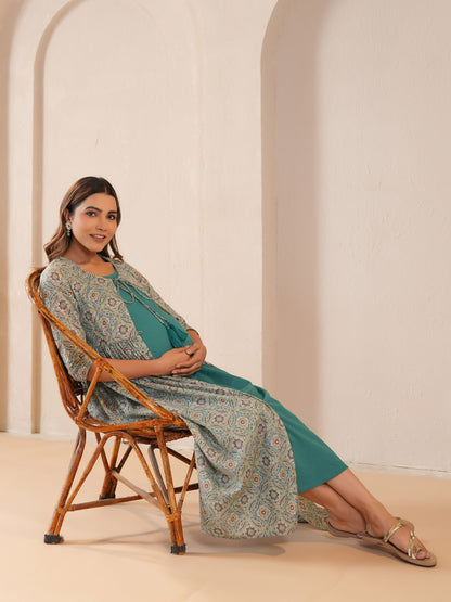 Women's Teal Maternity Dress with Jacket