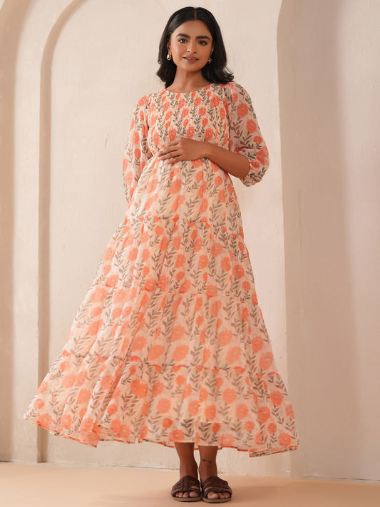 Women's Peach Maternity Dress