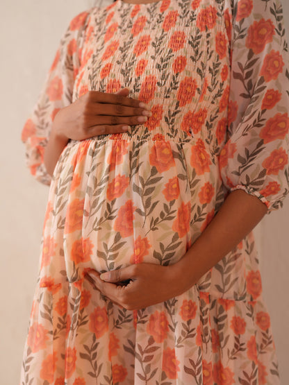 Women's Peach Maternity Dress
