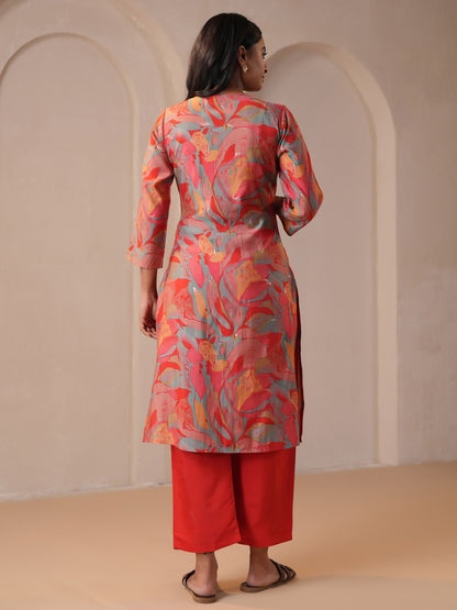 Women's Red Silk Maternity Kurta Sets