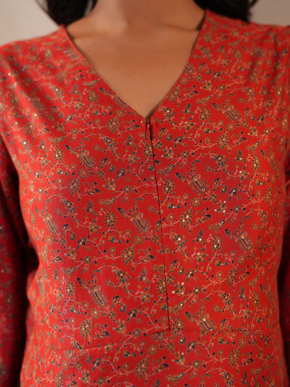 Women's Red Maternity Kurta Sets