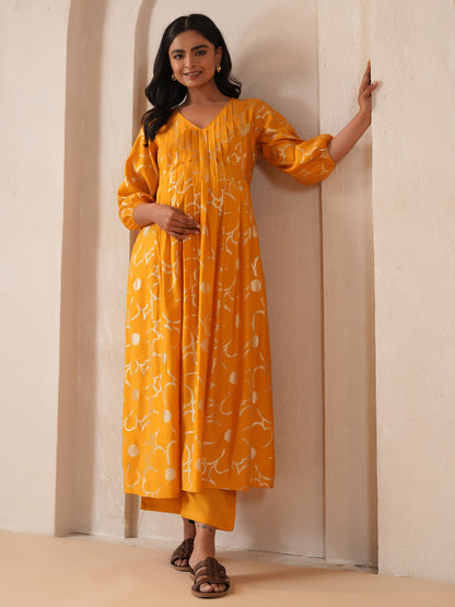 Women's Yellow Maternity Kurta Sets