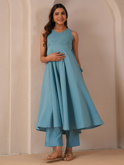 Women's Blue Maternity Kurta Sets