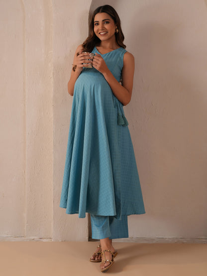 Women's Blue Maternity Kurta Sets