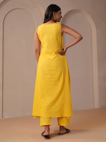 Women's Bright Yellow Cotton Feeding Maternity Kurta Sets