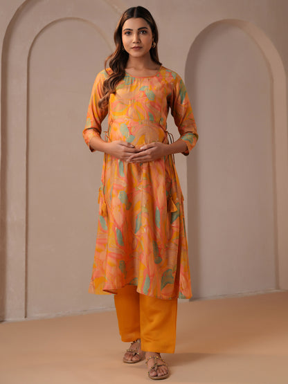 Women's Vibrant Yellow Feeding Maternity Kurta Sets