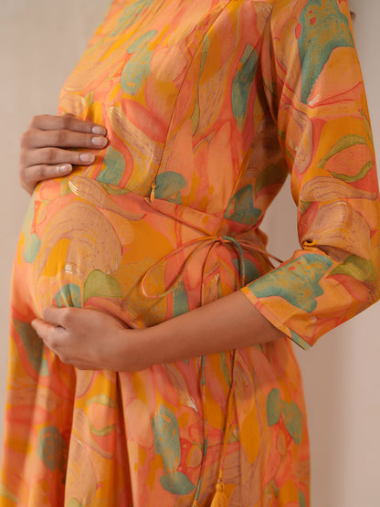 Women's Vibrant Yellow Feeding Maternity Kurta Sets