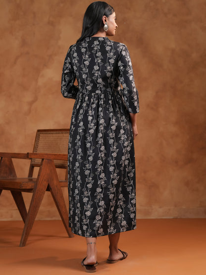 Women's Silk Black Maternity Dress