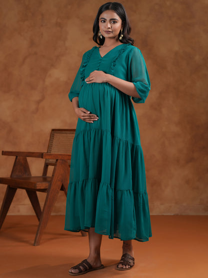 Women's Teal Maternity Dress