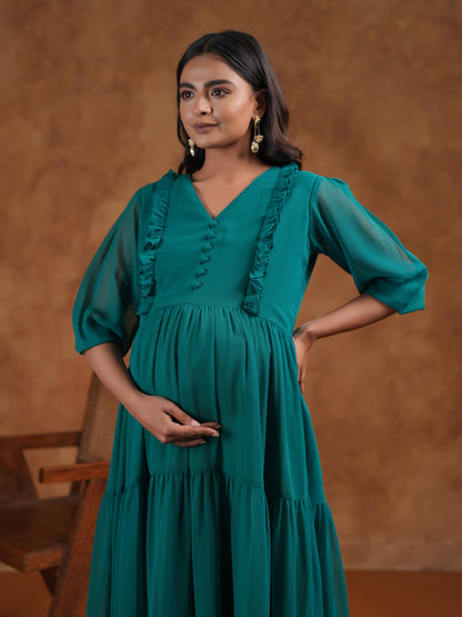 Women's Teal Maternity Dress