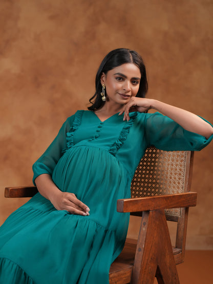 Women's Teal Maternity Dress
