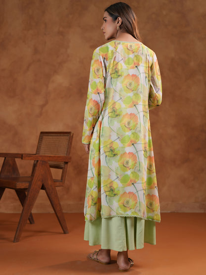 Women's Green Maternity Dress with Cape Jacket