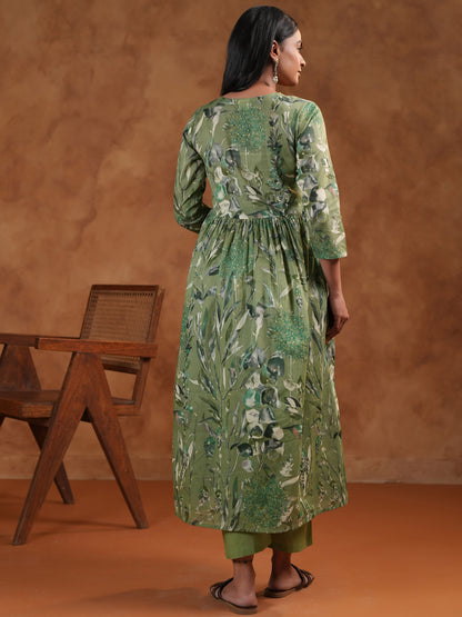 Women's Green Maternity Kurta Sets