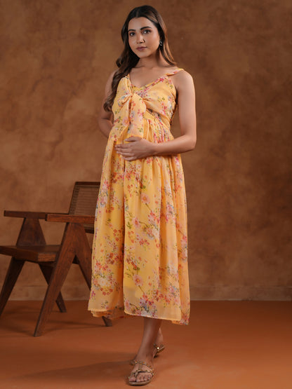Women's Yellow Maternity Dress