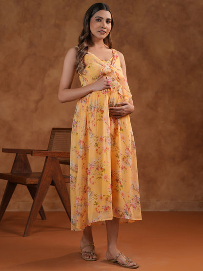 Women's Yellow Maternity Dress