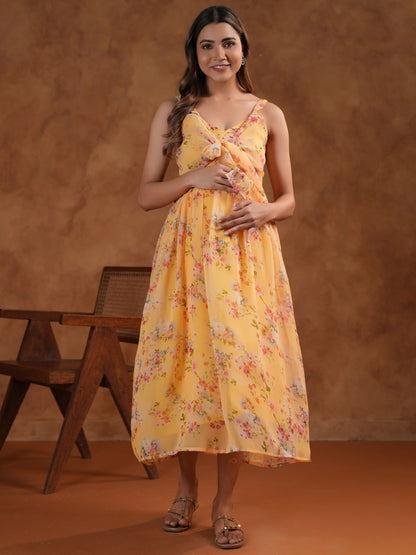 Women's Yellow Maternity Dress
