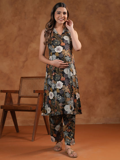 Women's Black Maternity Kurta Sets